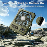 NAOIY Portable Fan, Camping Fan, 6-Inch Rechargeable Ultra Thin Foldable Desk Fan with LED Light, Built-in Power Bank, Remote Control, Hook for Outdoor Camping Tent Travel Emergency (20000mAh, Green)