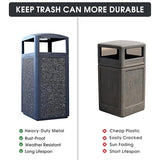 Commercial Trash Can with Lid, Heavy Duty Waste Container with Stone Panels,Removable Metal Inner Bucket