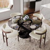 POVISON 51" Modern Round Dining Table, Glass