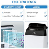 12,000 BTU Black Portable Air Conditioners for Room Up to 500 Sq.Ft, 3-In-1 Quiet Cooling AC Unit with Fan & Dehumidifier, Remote Control, 24H Timer, Remote Window Mount Exhaust Kit, Easy to Move
