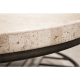 BOWERY HILL Contemporary Round Stone Top Coffee Table in Alabaster Travertine for Living Room, 36" D x 36" W x 18" H