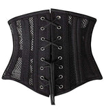 SHAPERX Women's 26 Steel Boned Corset Heavy Duty Waist Trainer Corset Shaper Breathable Mesh Slimming Trimmer Cincher,SZ1997-2-Black-S