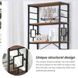 HOMISSUE Tall Bookshelf, 84 Inch Industrial Bookshelf with Metal Frame and Open Shelves, Brown