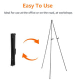 Amazon Basics Easel Display Stand, Instant Floor Poster, Lightweight, Collapsible and Portable with Tripod Base, Black Steel (Supports 5 pounds) (Pack of 2)