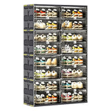 wesimple 32 Pairs Portable Shoe Storage Cabinent of 3-Step Fast Installation,Plastic Shoe Box with Magnetic Clear Door for Entryway, Enclosed Shoe Rack for Sneaker, Heels etc.. (2Row, 8Tier)