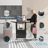AV Cart, Adjustable-Height Steel AV Cart with Locking Cabinet and Pullout Keyboard Tray