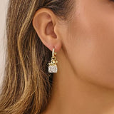 YOIHUR Cute Gold Hoop Earrings for Valentine's Day, 14K Gold Plated Hypoallergenic Jewellery CZ Huggie Drop Earrings, Zircon Bear Pendants Earring Jewelry Gifts for Women