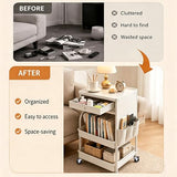 BLULEE 3-Tier Rolling Storage Cart with Pull-Out Drawer & Side Organizer