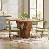 Tribesigns 47-Inch Dining Table for 4, Walnut Brown Kitchen Dinner Table with Heavy Duty Pedestal