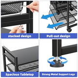 Simple Trending Rolling File Storage Cart, 15-Tier Metal Desk File Organizer with 14 Mesh Sliding Trays