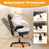 Executive Office Chair with Flip-up Armrests,Ergonomic Computer Desk Chairs,Mid-Tall Back Leather Office Chair 400 Lbs