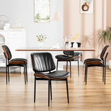 YaFiti Dining Chairs Set of 4, Mid Century Modern PU Leather Kitchen Chairs | Ergonomic Walnut Backrest