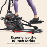 Sunny Health & Fitness Upright Elliptical Exercise Machine with Pulse Sensor for Full Body Cross Training Exercise Cardio Machine for Home, Optional Long Stride via Bluetooth and SunnyFit App Access