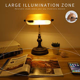 Liylan Banker Desk Lamp Touch Control, Vintage Banker's Desk Lamp with USB Port, 3 Way Dimmable Desk Lamps