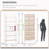 4NM No Assembly 6 Tiers Folding Bookshelf Storage Shelves Vintage Bookcase Standing Racks Study