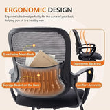 Reception Chair No Wheels, Stationary Non Rolling Mesh Mid Back Computer Guest Side with Lumbar Support