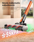Fieety Cordless Vacuum Cleaner, 650W/55KPa/70Min Runtime Stick Vacuum with 3.3Ft Hose, Wall Mount Charging, Auto Mode, Touchscreen, Self-Standing Vacuum Cleaner for Home/Pet Hair/Carpet/Car, Fragrance