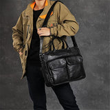 1 Piece Handmade Men's Briefcase Retro Laptop Bag Large Capacity Crossbody