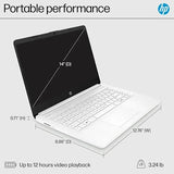 HP 14" Business Laptop Computer with 1-Year Microsoft Office 365 Included, 8GB RAM 576GB Storage (64GB eMMC+512GB SD Card), Dual-Core Intel, Windows 11, Snowflake White