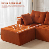 MAXYOYO Boneless Couch, L-Shaped Modular Cloud Couch, 4-Seat Sofa, Ottoman