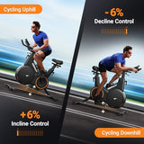 Exercise Bike with Incline and Decline, Stationary Bike for Home with Auto Magnetic Resistance, Indoor Cycling Bike with Exclusive App, Max 350lbs Weight