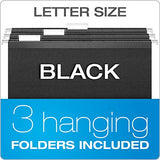 Pendaflex Portable File Box with File Rails, Simple Document Storage, File Bin for Home and Office, Hinged Lid with Double Latch Closure, Black