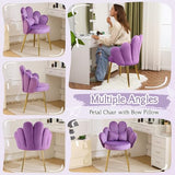 VINGLI Petal Makeup Vanity Chair with Back,Flower Cute Girls Desk Chair Comfy No Wheels