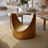 POVISON Round Glossy Pandora Dining Table for 4, 51" Sintered Stone Tabletop Dining Table