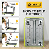 Heavy Duty Push Cart Dolly (700 lbs), Foldable Platform Hand Truck Made with High-Strength Steel