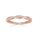 Oseew 0.25 carat Petite Twisted Vine Lab Grown Diamond Engagement Ring Engraving Text Promise Ring (rose gold) Stackable Bands and Wedding Rings