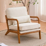 Bonnlo Fine Beige Accent Chairs Set of 2, Upholstered Mid Century Modern Lounge Fabric Chairs