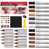 NEW Upgraded Furniture Repair Kit Wood Markers-Set of 24-Markers and Wax Sticks with Sharpener and black cloth Kit, Restore Nail Holes on Wood Furniture, Wood Marker Pens for Scratches, Molding Repair