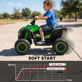 Aosom 12V Kids ATV Quad Car with Forward & Backward Function, Four Wheeler for Kids with Wear-Resistant Wheels, Music, Up to 3.7 MPH, Electric Ride-on ATV for Toddlers Ages 3+ Years Old, Green
