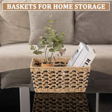 OIAHOMY Wicker Storage Baskets, Paper Rope Shelf Bins, Decortive Baskets for Organizing, Set of 3-Yellow & Black