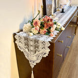 Lace Table Runner Exquisite Embroidery Floral,UWWGKK Table Runners with Tassel Retro French Country Style,for Wedding Decor,Afternoon Tea,Bed Runner,Piano Top Cover,13x82 Inch