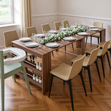 Modern Extendable Dining Table for 2 to 12 People with Outlet, Space Saving Expanding Table with Storage for Party