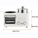 GHRERTX Electric Breakfast Machine,4-in-1 Breakfast Maker Station with 8L Oven, Frying Pan and Steamer, 0-60Min Timer Knob, S-Type Double Heating Tube, 1200W Breakfast Egg Sandwich Maker for Home