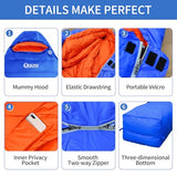 QEZER Down Mummy Sleeping Bag for Adults, 18°F to -11°F Cold Weather Winter Lightweight Compact for Camping Backpacking Hiking, Snow Camping Sleeping Bag with 600 Fill Power Down