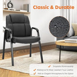 Sweetcrispy Waiting Room Chairs, PU Leather Big and Tall No Wheels Executive Office Chair with Padded Arms