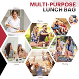 Lunch Bag for Women & Men Adult Insulated Lunch Box, Small Leakproof Cooler Food Lunch Containers Reusable High Capacity Lunch Tote Bags for Work, Travel, Outdoor (Red Flower)