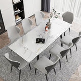 Extendable Dining Table for 4-8, 55"- 78" Rectangular Sintered Stone Dining Room Table