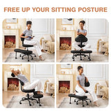 AtHope Cross Legged Office Chair, Criss Cross Desk Chair ADHD Meditation Kneeling Yoga Seat with Adjustable Height, Lumbar Support, Wider Footrest and Wheels (Black)