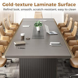 8FT Conference Table (94.5"×43.3"), Seats 6–8, with 1 Hidden Cable Box, 5cm Thick Top, Champagne Gold Aluminum Edge Trim
