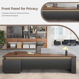 71" L-Shaped Executive Desk with LED Accent Light, Reversible Return, Locking Drawers & 3-in-1 Charging Station