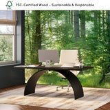 Executive Desk, Black Top Desk Modern Home Desk with Arched Design Legs for Study, Office