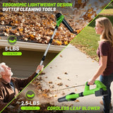 Hooseen Roof Gutter Cleaning from The Ground, 40V Leaf Blowers Cordless with 2 Battery, Adjustable Pole (98inch)3 Speed Modes 500CFM/180MPH