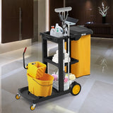 Commercial Traditional Cleaning 3-Shelf Janitorial Cart, 500 Lbs Capacity Housekeeping Cart