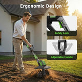 20V Cordless Tiller for Gardening, Electric Garden Tiller with 2 * 2.0Ah Batteries, 9" Width, 6.6" Depth, Lightweight 360RPM