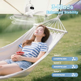geonfi Camping Fan 10400mAh Battery Operated, USB Rechargeable Tent Fan with Remote Control,3 Detachable Blades, LED Light, 3 Speeds, Timer, Portable Ceiling Fan for Camping(White)