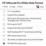 OfficeJet Pro 9720e Wide Format Wireless All-in-One Color Inkjet Printer, Print, scan, Copy, ADF